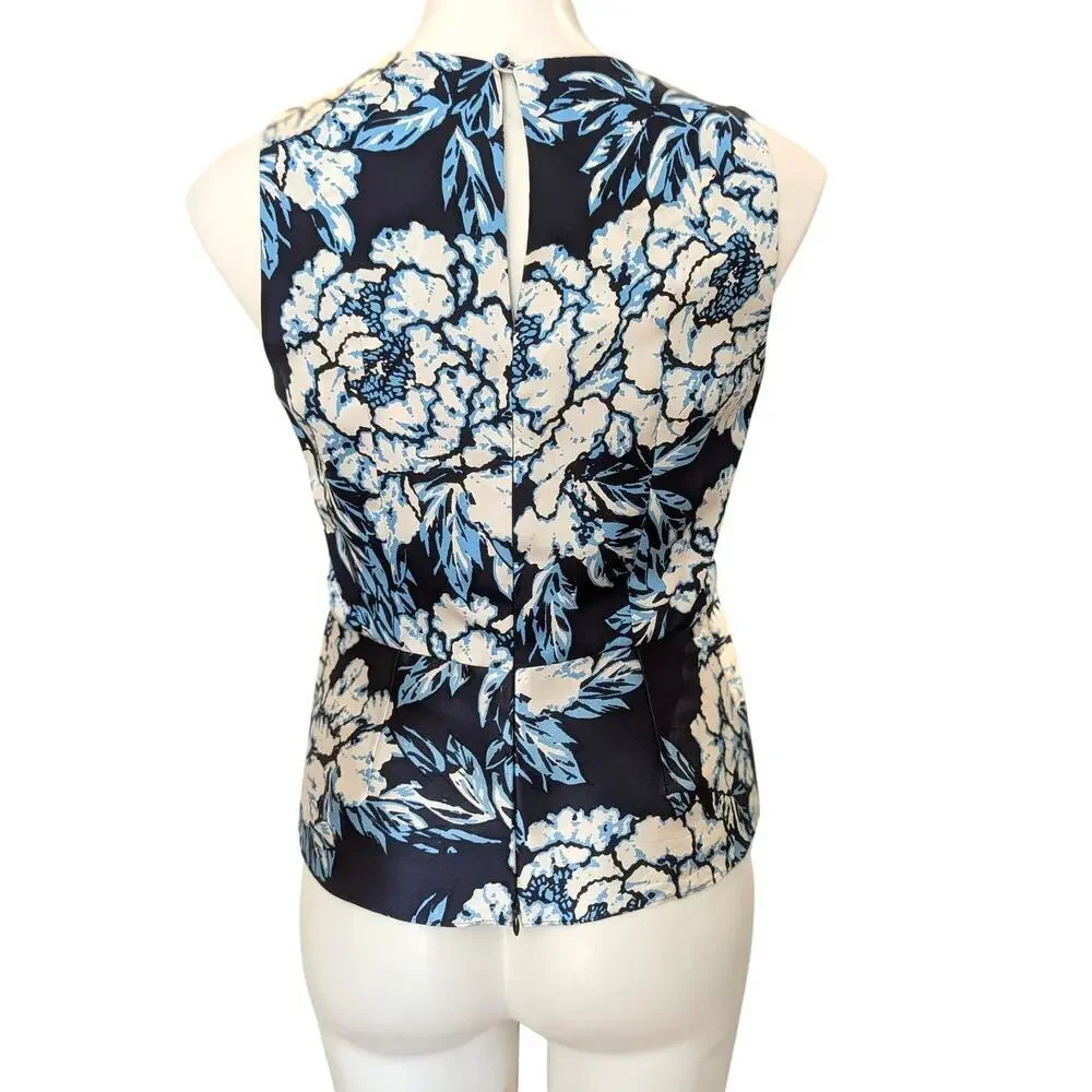 Balenciaga Paris 100% Silk Floral Sleeveless Blouse Size 40 (US 6) Designer - Picture 3 of 9